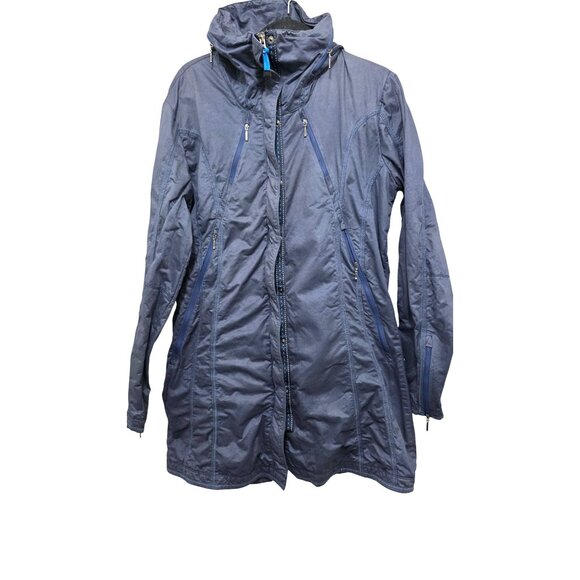 Kühl Long Hooded Windbreaker Rains Jacket Zippered Pockets Size L - Picture 1 of 9